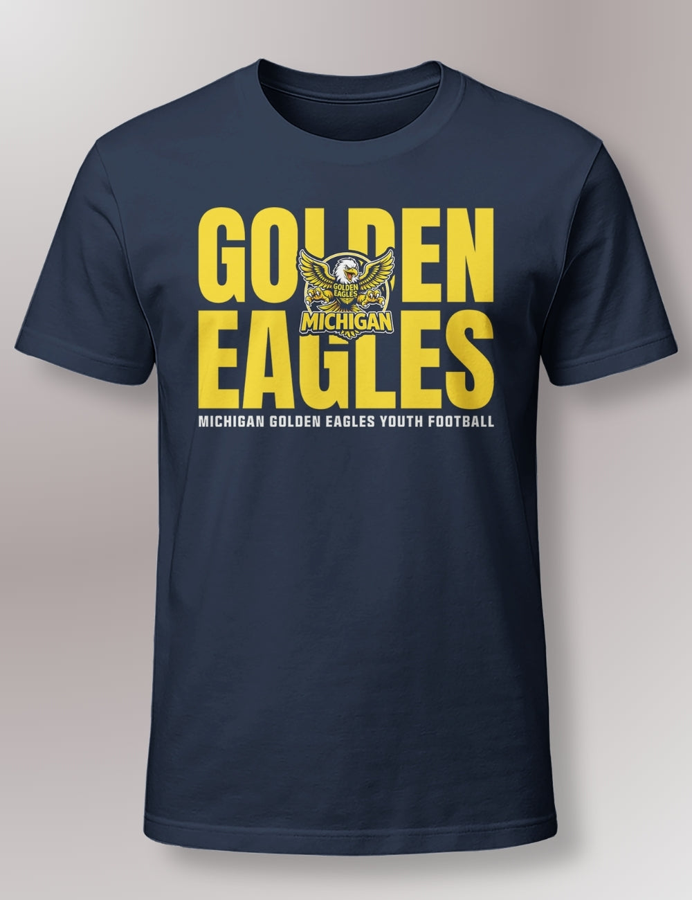Michigan Golden Eagles Bold Navy Tee & Maize Text Adult Unisex